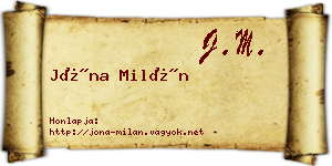 Jóna Milán névjegykártya