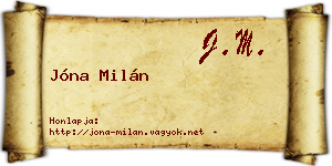 Jóna Milán névjegykártya